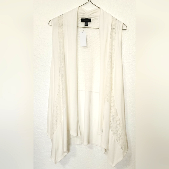 AB Studio Women's Ivory Colored, Lattice Design, Draped Sleeveless Wrap.  Size S - Picture 1 of 10